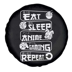 Eat Sleep Anime Gaming Repeat Spare Tire Cover Otaku Gamer Manga Lover TS02 Print Your Wear