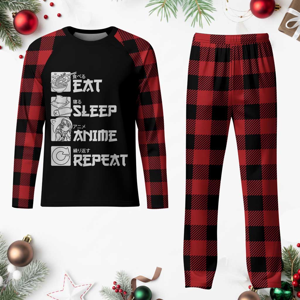 Eat Sleep Anime Repeat Plaid Pajama Set Japan Otaku Manga Lover TS02 Buffalo Plaid Print Your Wear