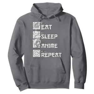 Eat Sleep Anime Repeat Hoodie Japan Otaku Manga Lover TS02 Charcoal Print Your Wear