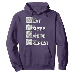 Eat Sleep Anime Repeat Hoodie Japan Otaku Manga Lover TS02 Purple Print Your Wear