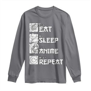 Eat Sleep Anime Repeat Long Sleeve Shirt Japan Otaku Manga Lover TS02 Charcoal Print Your Wear