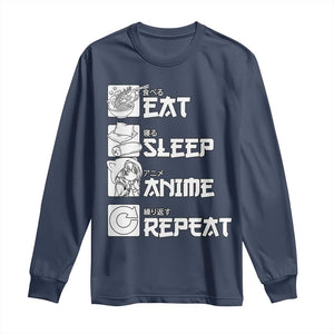 Eat Sleep Anime Repeat Long Sleeve Shirt Japan Otaku Manga Lover TS02 Navy Print Your Wear