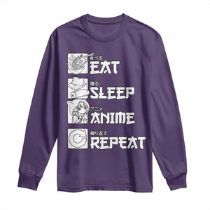 Eat Sleep Anime Repeat Long Sleeve Shirt Japan Otaku Manga Lover TS02 Purple Print Your Wear