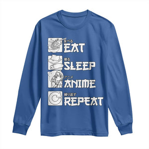 Eat Sleep Anime Repeat Long Sleeve Shirt Japan Otaku Manga Lover TS02 Royal Blue Print Your Wear