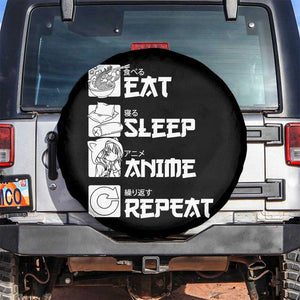 Eat Sleep Anime Repeat Spare Tire Cover Japan Otaku Manga Lover TS02 No hole Black Print Your Wear