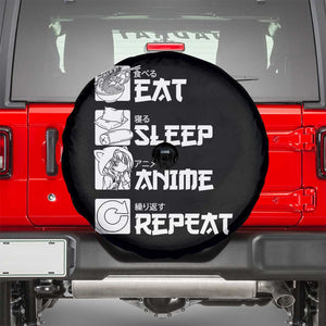 Eat Sleep Anime Repeat Spare Tire Cover Japan Otaku Manga Lover TS02 Black Print Your Wear