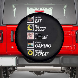 Eat Sleep Anime Gaming Repeat Spare Tire Cover Kawaii Otaku Gamer Manga Ramen Lover TS02 Black Print Your Wear