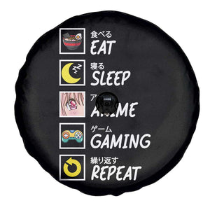 Eat Sleep Anime Gaming Repeat Spare Tire Cover Kawaii Otaku Gamer Manga Ramen Lover TS02 Print Your Wear