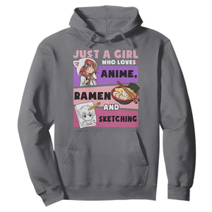 Just A Girl Who Loves Anime Ramen And Sketching Hoodie Cute Japan Kawaii Otaku Manga Lover TS02 Charcoal Print Your Wear