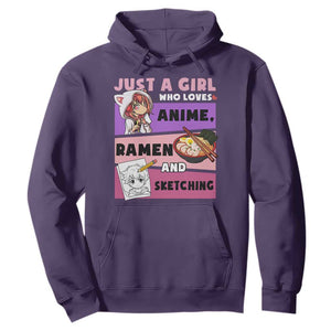 Just A Girl Who Loves Anime Ramen And Sketching Hoodie Cute Japan Kawaii Otaku Manga Lover TS02 Purple Print Your Wear