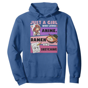 Just A Girl Who Loves Anime Ramen And Sketching Hoodie Cute Japan Kawaii Otaku Manga Lover TS02 Royal Blue Print Your Wear