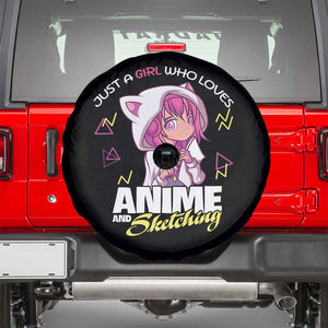 Just A Girl Who Loves Anime and Sketching Spare Tire Cover Japan Kawaii Otaku Manga Lover TS02 Black Print Your Wear