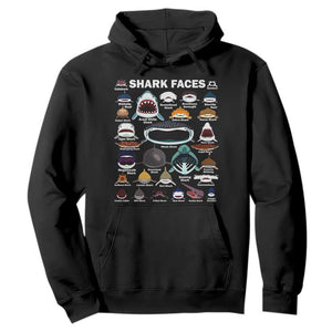 Shark Faces Hoodie Type Of Sharks Identification Marine Biology TS02 Black Print Your Wear