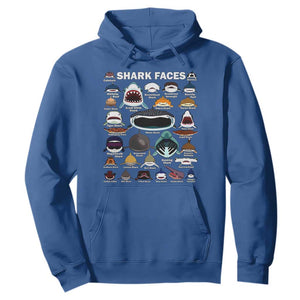 Shark Faces Hoodie Type Of Sharks Identification Marine Biology TS02 Royal Blue Print Your Wear