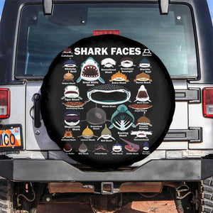 Shark Faces Spare Tire Cover Type Of Sharks Identification Marine Biology TS02 No hole Black Print Your Wear