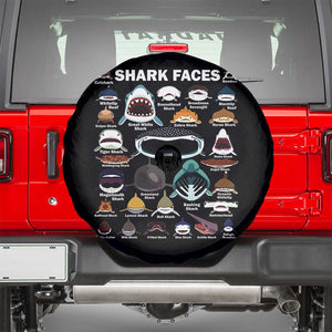 Shark Faces Spare Tire Cover Type Of Sharks Identification Marine Biology TS02 Black Print Your Wear