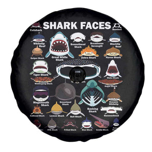 Shark Faces Spare Tire Cover Type Of Sharks Identification Marine Biology TS02 Print Your Wear