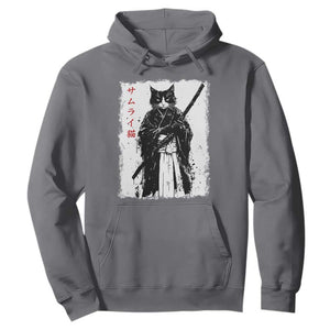 Japanese Samurai Cat Hoodie Retro Vintage Ukiyo-e Warrior Art Graphic TS02 Charcoal Print Your Wear