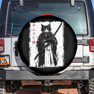 Japanese Samurai Cat Spare Tire Cover Retro Vintage Ukiyo-e Warrior Art Graphic TS02 No hole Black Print Your Wear