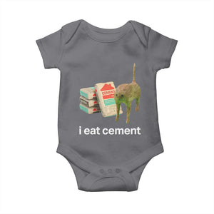 Funny Cursed Cat Meme Baby Onesie I Eat Cement Oddly Specific Dank Meme TS02 Charcoal Print Your Wear