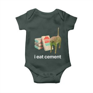 Funny Cursed Cat Meme Baby Onesie I Eat Cement Oddly Specific Dank Meme TS02 Dark Forest Green Print Your Wear