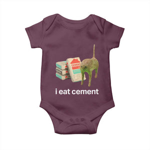 Funny Cursed Cat Meme Baby Onesie I Eat Cement Oddly Specific Dank Meme TS02 Maroon Print Your Wear