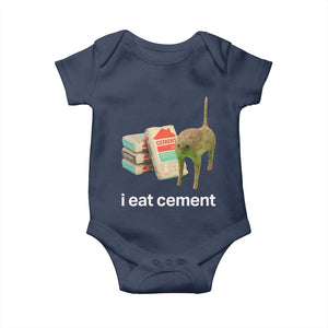 Funny Cursed Cat Meme Baby Onesie I Eat Cement Oddly Specific Dank Meme TS02 Navy Print Your Wear