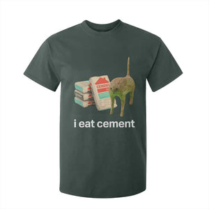 Funny Cursed Cat Meme T Shirt For Kid I Eat Cement Oddly Specific Dank Meme TS02 Dark Forest Green Print Your Wear