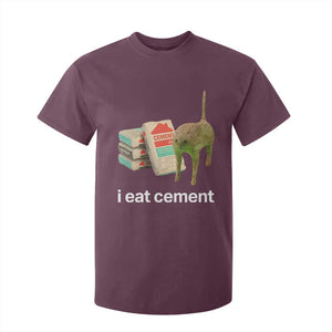 Funny Cursed Cat Meme T Shirt For Kid I Eat Cement Oddly Specific Dank Meme TS02 Maroon Print Your Wear