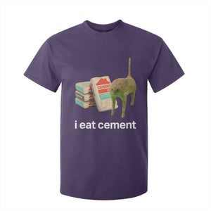 Funny Cursed Cat Meme T Shirt For Kid I Eat Cement Oddly Specific Dank Meme TS02 Purple Print Your Wear