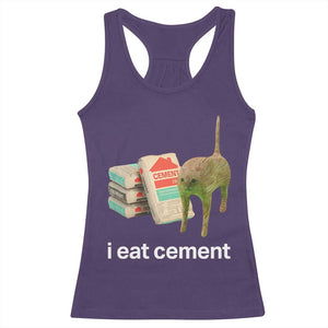 Funny Cursed Cat Meme Racerback Tank Top I Eat Cement Oddly Specific Dank Meme TS02 Purple Print Your Wear