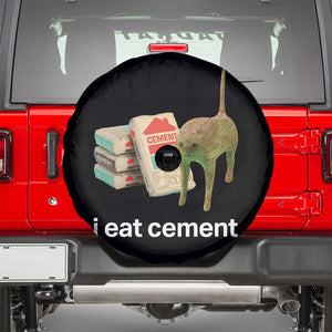 Funny Cursed Cat Meme Spare Tire Cover I Eat Cement Oddly Specific Dank Meme TS02 Black Print Your Wear