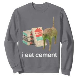 Funny Cursed Cat Meme Sweatshirt I Eat Cement Oddly Specific Dank Meme TS02 Charcoal Print Your Wear