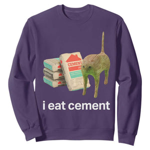 Funny Cursed Cat Meme Sweatshirt I Eat Cement Oddly Specific Dank Meme TS02 Purple Print Your Wear