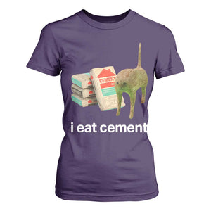 Funny Cursed Cat Meme T Shirt For Women I Eat Cement Oddly Specific Dank Meme TS02 Purple Print Your Wear