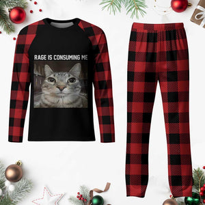 Funny Silly Cat Meme Plaid Pajama Set Rage Is Consuming Me Staring TS02 Buffalo Plaid Print Your Wear