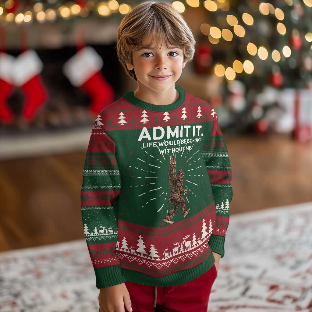 Funny Bigfoot Ugly Christmas Sweater Admit It Life Would Be Boring Without Me Rock Hand TS02 Christmas Print Your Wear