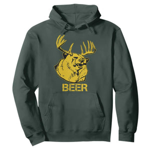 Funny Deer Hunting Hoodie Bear Plus Deer Equals Beer USA Hunter TS02 Dark Forest Green Print Your Wear