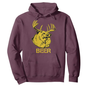 Funny Deer Hunting Hoodie Bear Plus Deer Equals Beer USA Hunter TS02 Maroon Print Your Wear