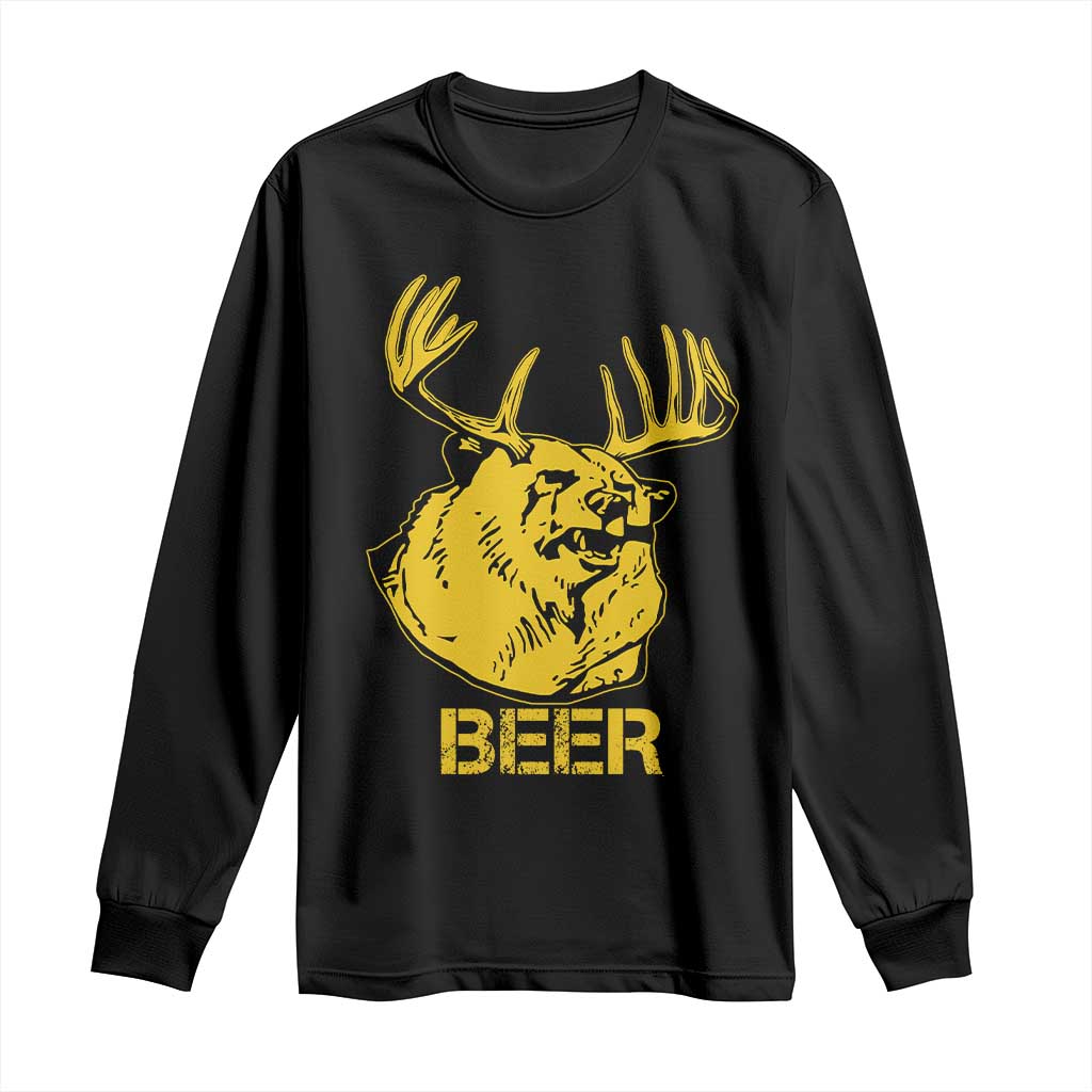 Funny Deer Hunting Long Sleeve Shirt Bear Plus Deer Equals Beer USA Hunter TS02 Black Print Your Wear