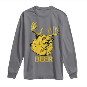 Funny Deer Hunting Long Sleeve Shirt Bear Plus Deer Equals Beer USA Hunter TS02 Charcoal Print Your Wear