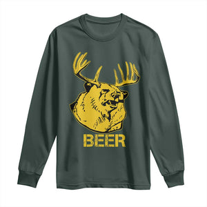 Funny Deer Hunting Long Sleeve Shirt Bear Plus Deer Equals Beer USA Hunter TS02 Dark Forest Green Print Your Wear