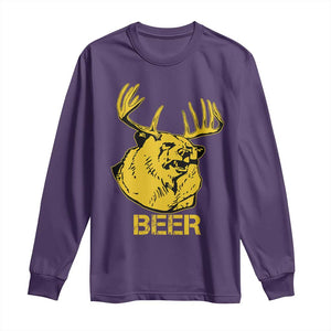 Funny Deer Hunting Long Sleeve Shirt Bear Plus Deer Equals Beer USA Hunter TS02 Purple Print Your Wear