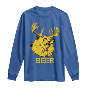 Funny Deer Hunting Long Sleeve Shirt Bear Plus Deer Equals Beer USA Hunter TS02 Royal Blue Print Your Wear