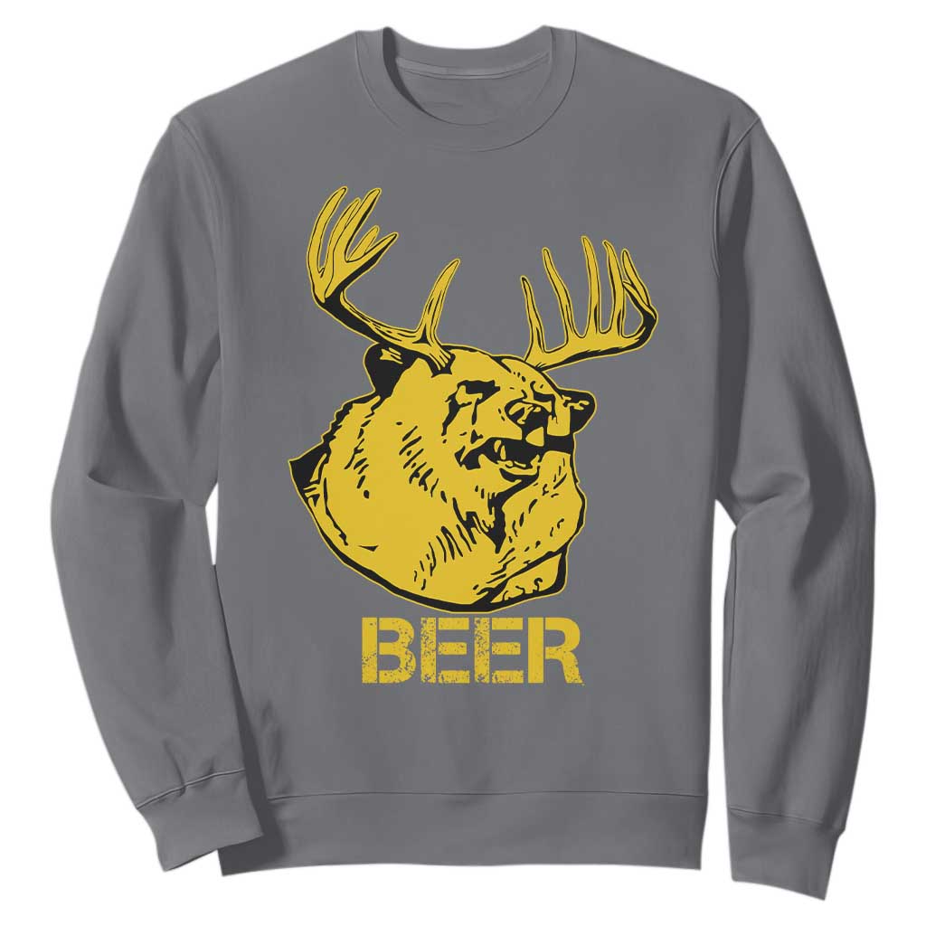 Funny Deer Hunting Sweatshirt Bear Plus Deer Equals Beer USA Hunter TS02 Charcoal Print Your Wear