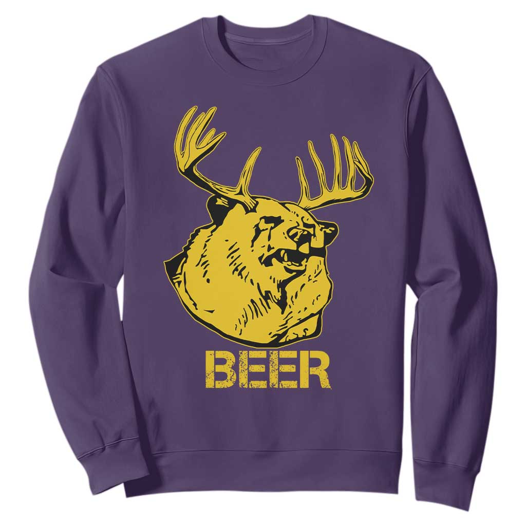 Funny Deer Hunting Sweatshirt Bear Plus Deer Equals Beer USA Hunter TS02 Purple Print Your Wear