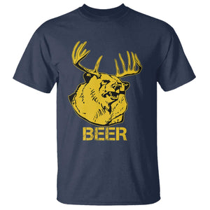 Funny Deer Hunting T Shirt Bear Plus Deer Equals Beer USA Hunter TS02 Navy Print Your Wear