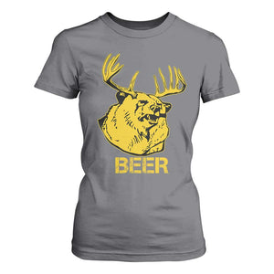 Funny Deer Hunting T Shirt For Women Bear Plus Deer Equals Beer USA Hunter TS02 Charcoal Print Your Wear