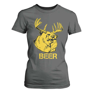 Funny Deer Hunting T Shirt For Women Bear Plus Deer Equals Beer USA Hunter TS02 Dark Heather Print Your Wear