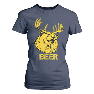 Funny Deer Hunting T Shirt For Women Bear Plus Deer Equals Beer USA Hunter TS02 Navy Print Your Wear